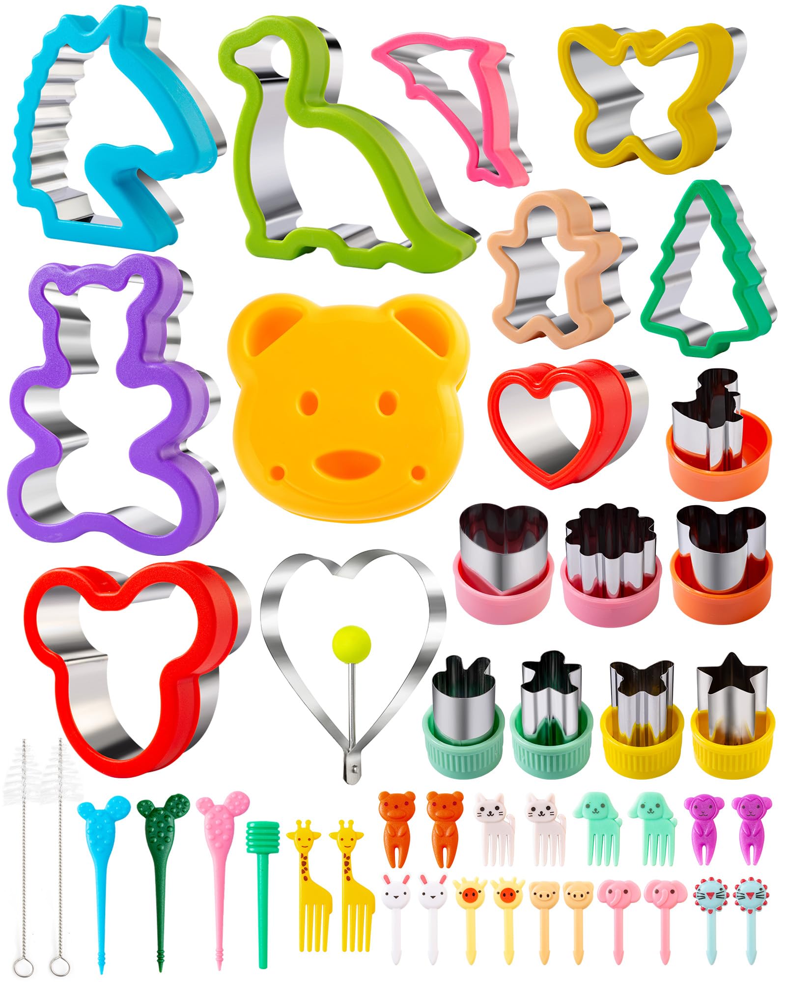 Nifogo Cookie Cutters 45 Pieces, Cookie Cutters, Sandwich Cutters Fruit and Vegetable Cutter Stainless Steel with Fruit Forks