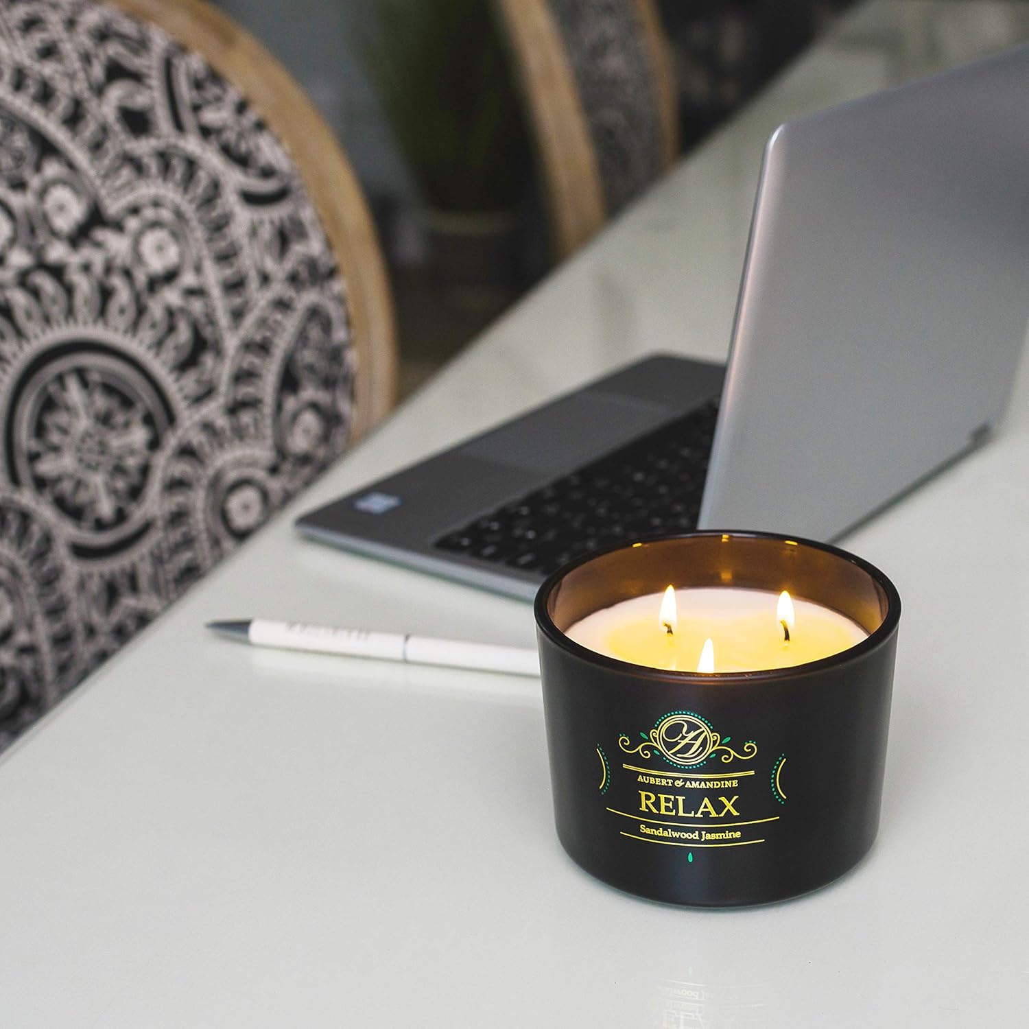 Renew - Lilac Luxury Scented Soy 3 Wick Candle for Stress Relief & Relaxation High Intensity Aromatherapy (Lilac): Home & Kitchen