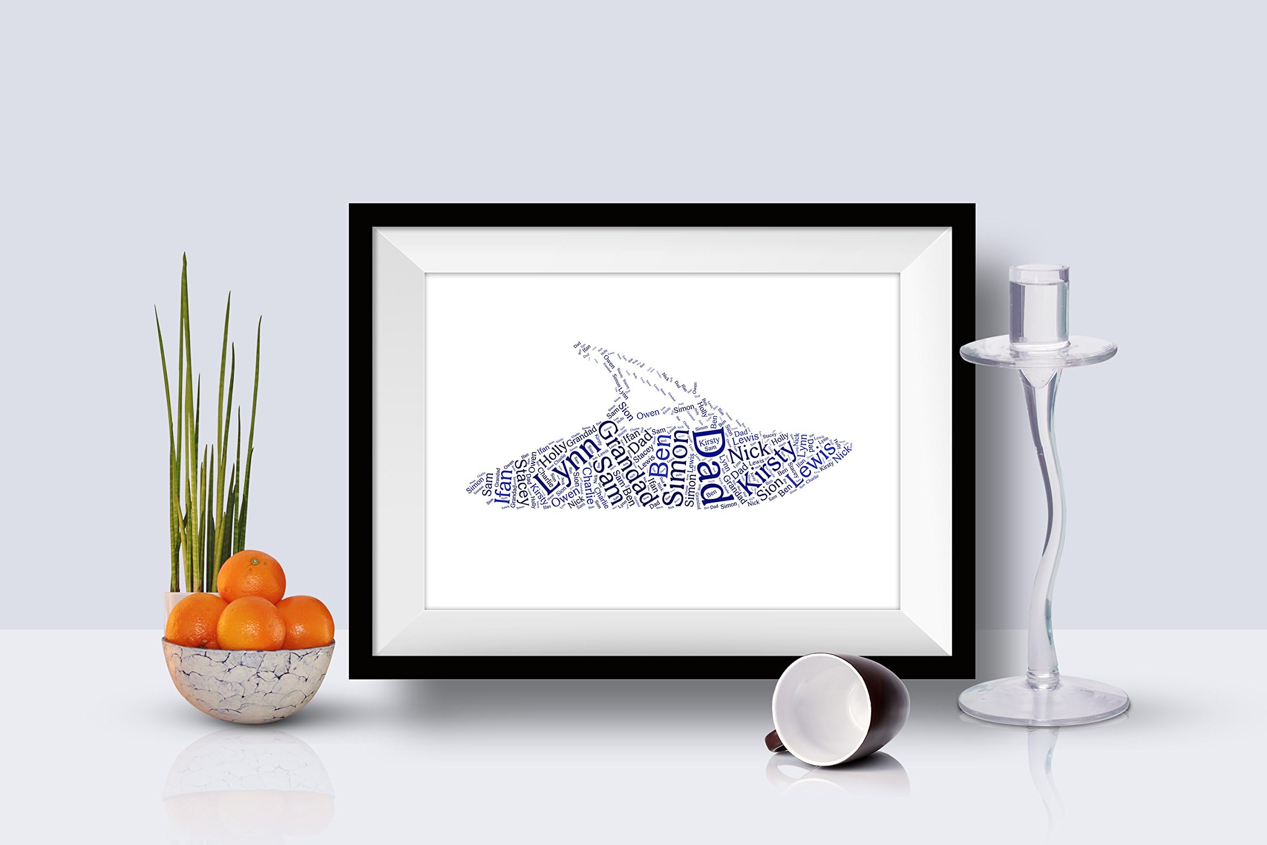 Speedboat presents - personalised Speedboat word art print (A4 framed)