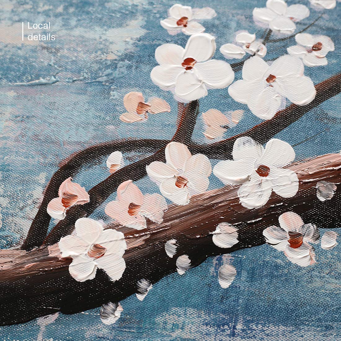 Ejart 3 Piece Wall Art Hand-Painted Framed Flower Oil Painting On Canvas Gallery Wrapped Modern Floral Artwork for Living Room Bedroom Décor Teal Blue Lake Ready to Hang 36\