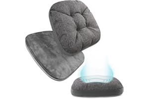 BUYUE Thickened Chair Cushion for Dining Chair, 2-Tier Memory Foam Support, 2-Faced Reversible Kitchen Seat Cushion, Practical Non-Slip Chair Pad, 1 Piece, Dark Grey