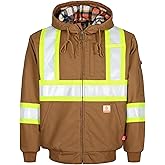 BOCOMAL FR Jackets Insulated Hi Vis Flame Resistant Heavyweight Hooded Coat Outwear Water Repellent Stain Resistant CAT4