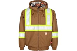 BOCOMAL FR Jackets Insulated Hi Vis Flame Resistant Heavyweight Hooded Coat Outwear Water Repellent Stain Resistant CAT4