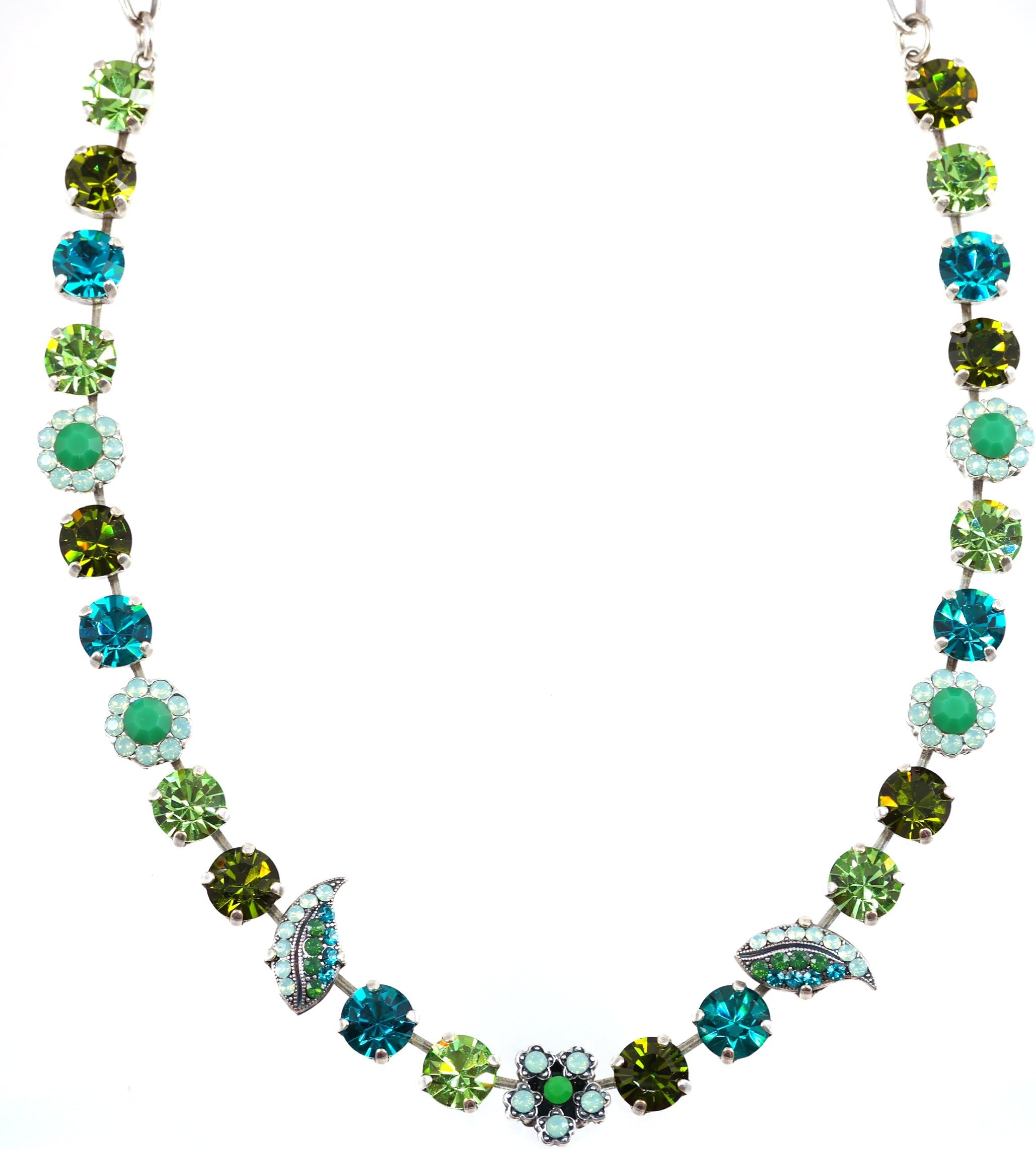 Mariana "Angelica" Silver Plated Swarovski Crystal Flower and Leaf Choker Necklace, 16+2" Extender