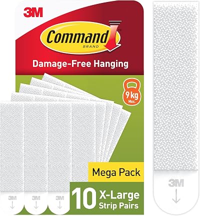Command X-Large White Picture Hanging Strips 10 Pairs (20 Strips) Damage Free
