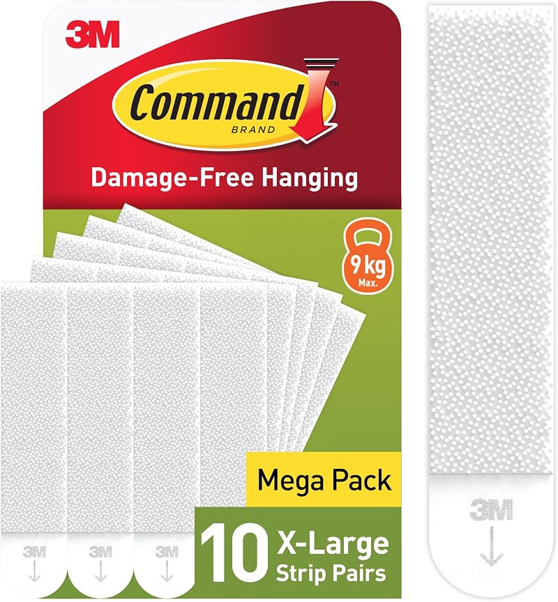 Command X-Large White Picture Hanging Strips 10 Pairs (20 Strips) Damage Free