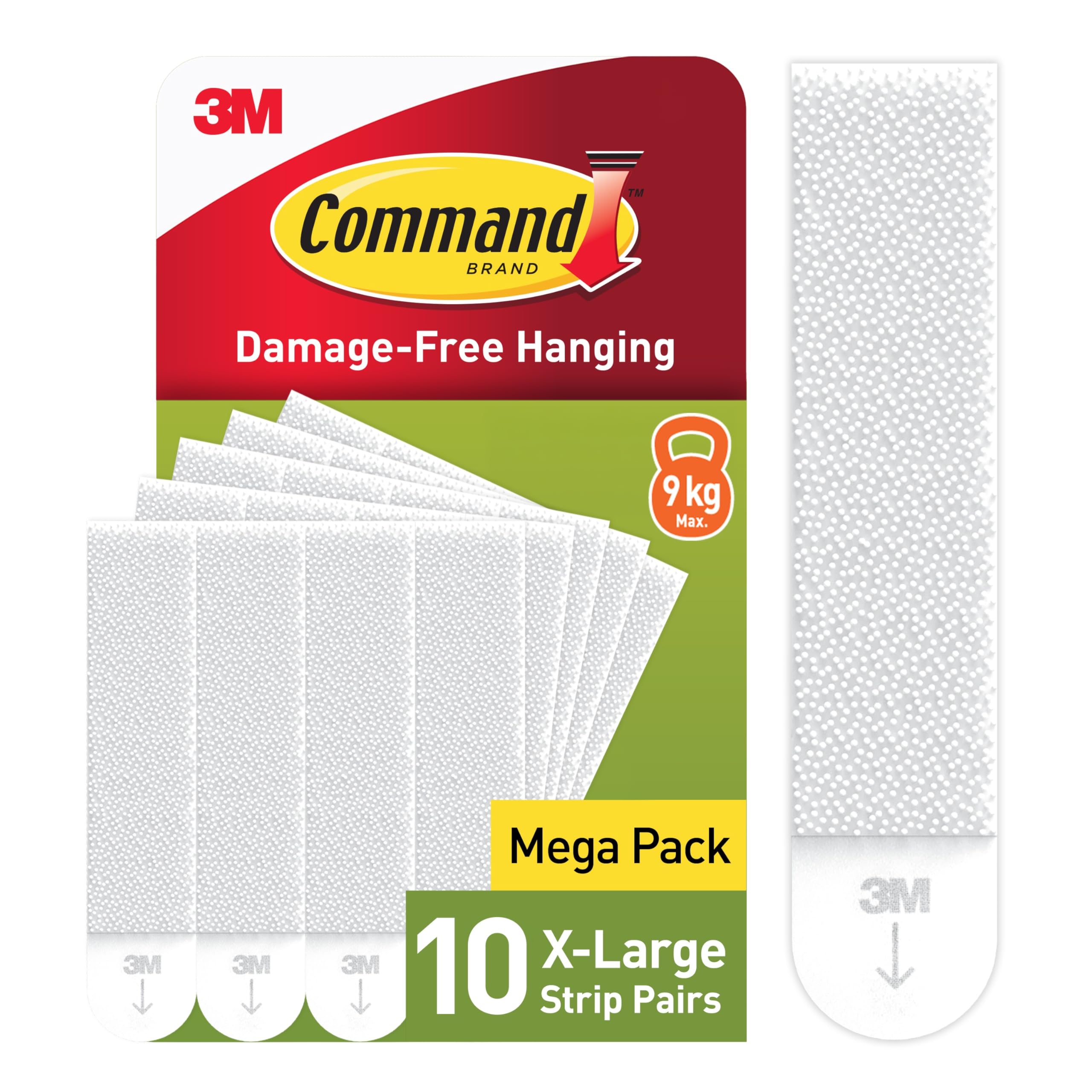 Command Picture Hanging Strips, White, X-Large, 10 Pairs (20 Strips) - For Pictures, Frames, Mirrors, Wall Decor - Damage Free Hanging