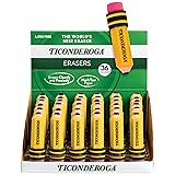 TICONDEROGA Erasers, Pencil Shaped, Yellow, 36-Pack
