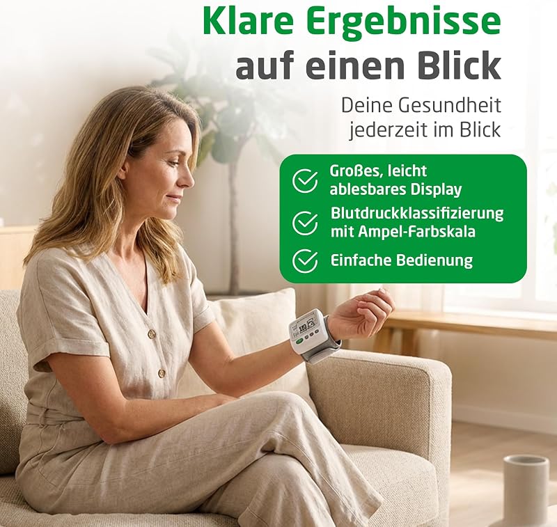 BW 315 Handgelenk Blutdruckmessgerät, Blutdruck- und Pulsmesser