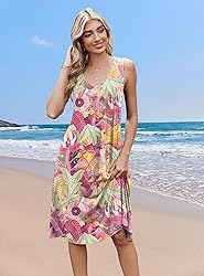 Zeagoo Women Spring Midi Dress A Line Summer Tshirt