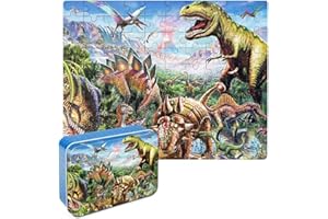 LELEMON Puzzles for Kids Ages 4-8,Tyrannosaurus 100 Piece Puzzles for Kids,Educational Kids Puzzles Ages 6-8 Jigsaw Puzzles in a Metal Box,Dinosaur Puzzles for Kids Ages 5-8 Cool Puzzle Games Toys