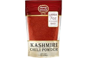 Spicy World Kashmiri Chili Powder Red 7 Ounce Resealable bag | All Natural Low Heat, Chili Powder - Red Pepper Powder