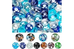 Mr. Fireglass 10 Pound Blended Fire Glass Beads, 1/2" High Luster Mixed Colored Fire Glass Drops for Fireplace Fire Pit & Lanscaping, Cobalt Blue, Crystal Ice, Caribbean Blue
