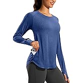 G Gradual Long Sleeve Workout Tops for Women Quick Dry Lightweight Running Athletic Shirts with Zip Pocket Moisture Wicking