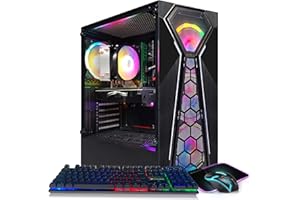 STGAubron Prebuilt Gaming PC, Radeon RX 580 8G GDDR5, AMD Athlon 3000G 3.5G, 16G DDR4, 512G SSD, WiFi 6, BT 5.0, RGB Fan x4, Windows 11 Home