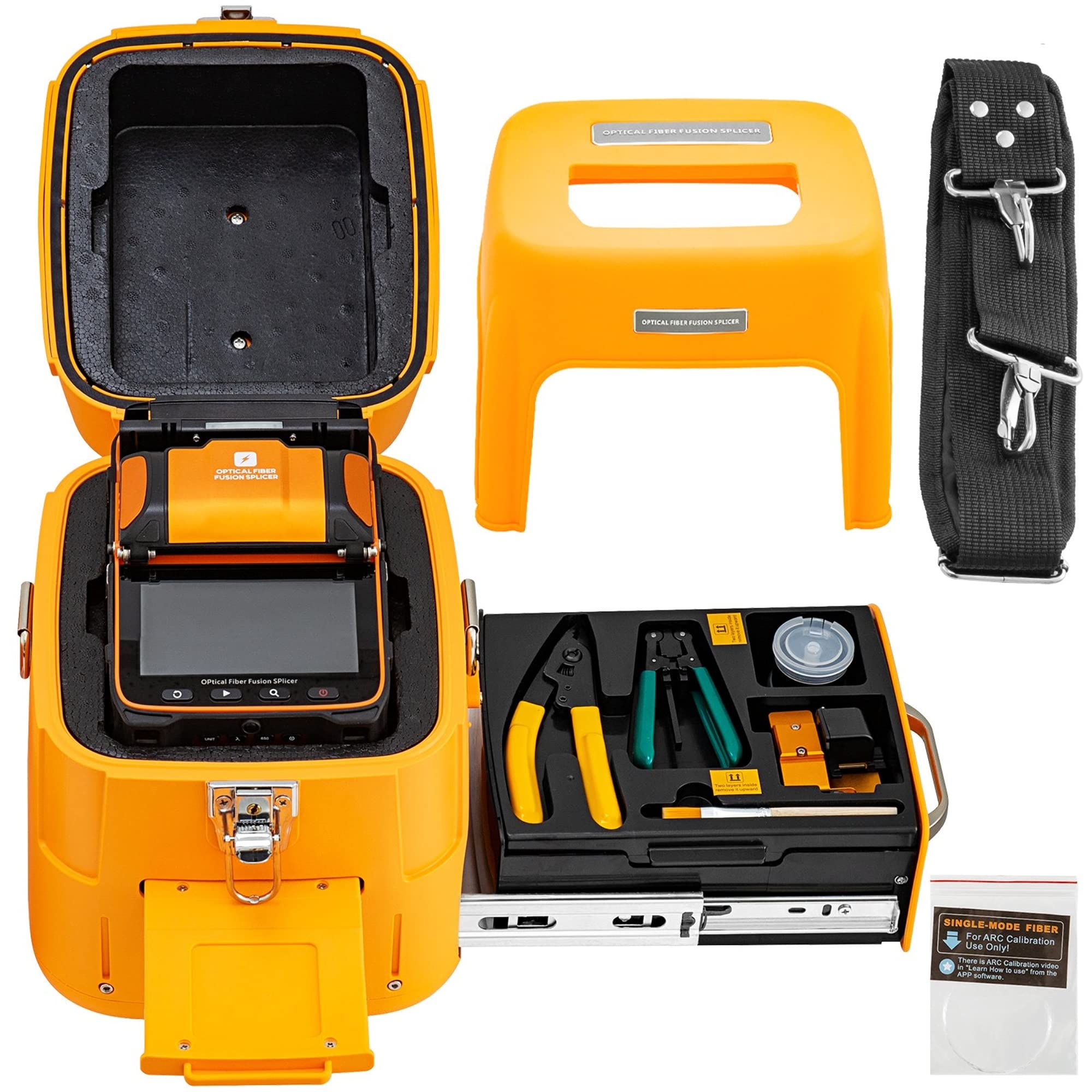 Mophorn AI-9 Fiber Fusion Splicer with 5 Seconds Splicing Time Melting 15 Seconds Heating 7800mah Fusion Splicer Machine Optical Fiber Cleaver Kit for Optical Fiber & Cable Projects