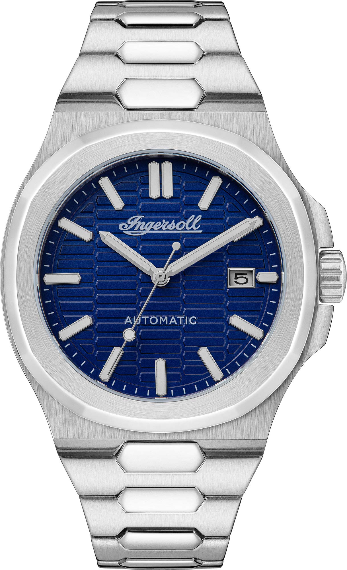 Ingersoll The Catalina Mens 47mm Automatic Watch in Blue with Analogue Display, and Silver Stainless Steel Strap I11801.