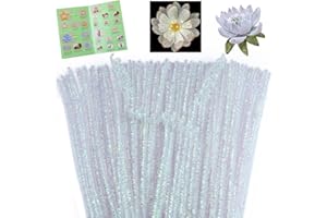 Giwrmu 100 Pieces Pipe Cleaners Chenille Stem, Glitter Laser Color Pipe Cleaners Craft, Fuzzy Sticks Craft Supplies, Colored Pipe Cleaner for Creative Handmade DIY Art Craft Project