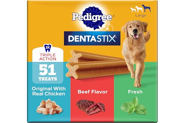Pedigree Dentastix Large Dog Treats, Original, Beef & Fresh, 2.73 lb. Variety Pack (51 Treats Total)