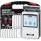 AUVON Rechargeable TENS Unit Muscle Stimulator, FSA HSA Eligible, Digital TENS Machine with 8 Customizable Modes, Electronic Massager for Sciatica, Shoulder & Back Pain Relief, 12 Pads, A Carry Case