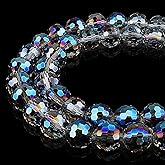 DIQIO 10mm Sparkle Crystal Beads for Jewelry Making - 96 Faceted Disco Loose Beads for Bracelets(65-72pcs, Translucent Blue)