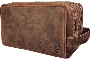 Genuine Leather Travel Toiletry Bag - Dopp Kit Organizer By Rustic Town (Brown)