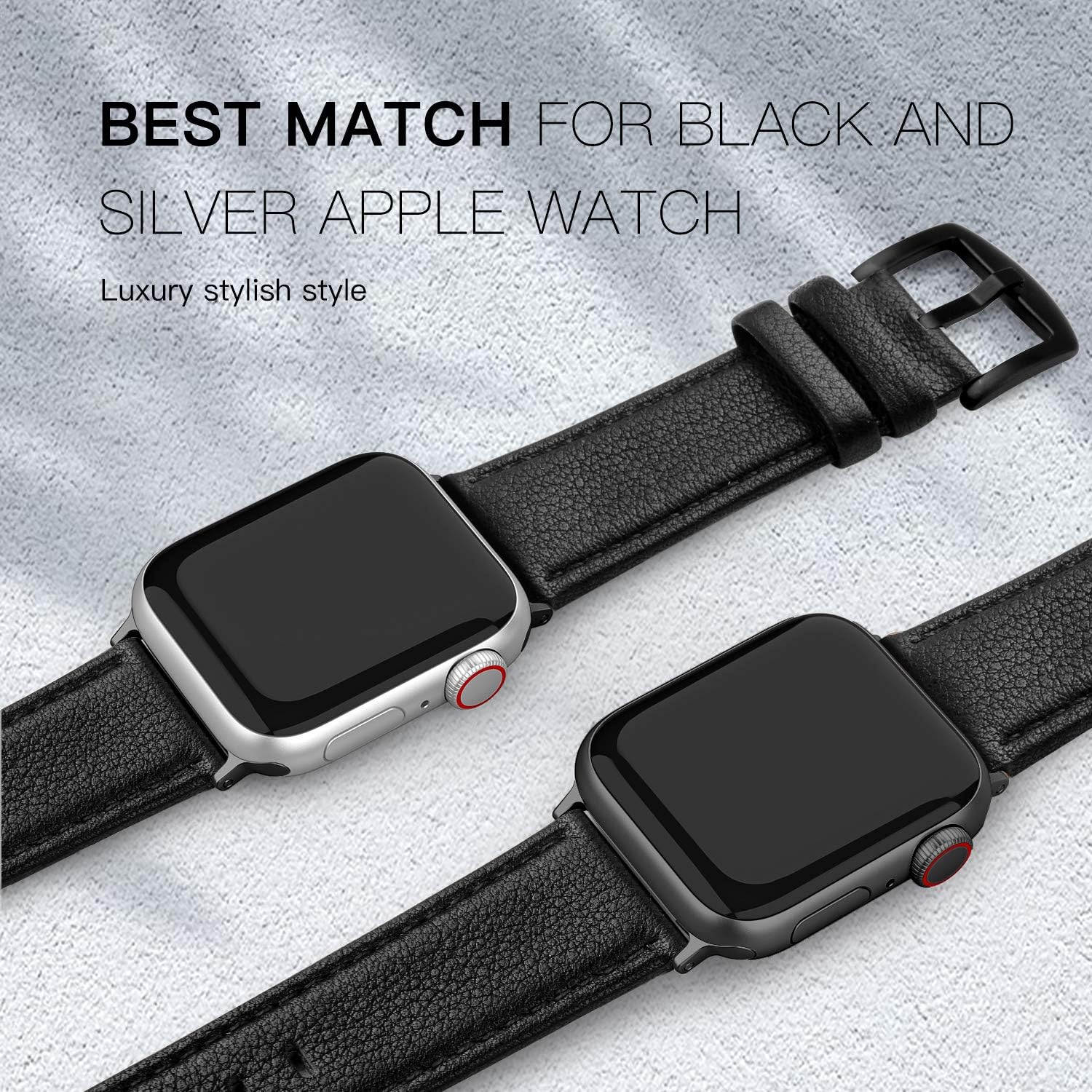 EDIMENS Leather Bands Compatible with Apple Watch 42mm 44mm Band Men Women, Vintage Genuine Leather Wristband Replacement Band Compatible for Apple Watch iwatch Series 6 5 4 3 2 1, SE Sports & Edition