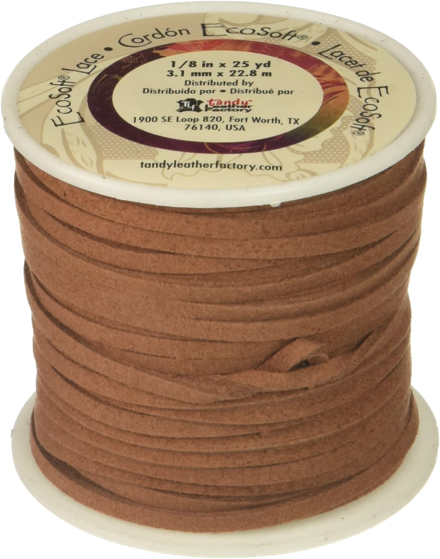 Leather Factory The EcoSoft Lace Spool Med Brown, 1/8" x 25yd