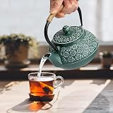 SUSTEAS Cast Iron Teapot 900ml Tetsubin with Infuser Dark Green view 6