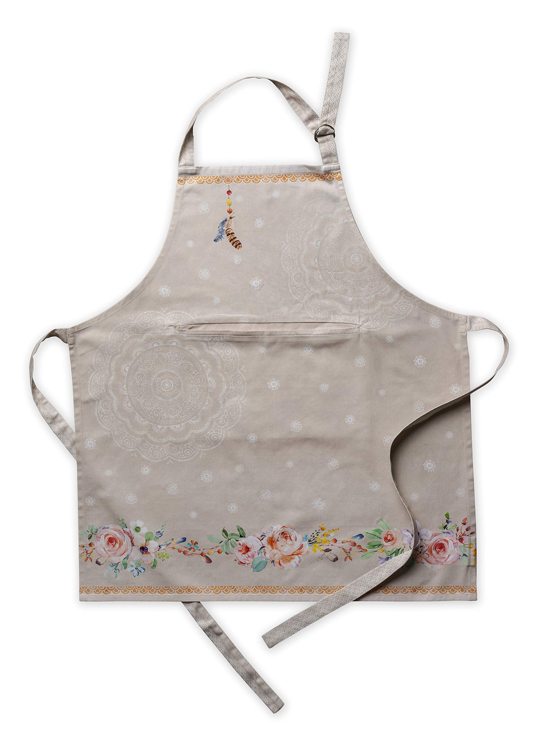 Maison d' Hermine 100% Cotton Apron for women with Pocket Kitchen Chef Spring/Summer Apron for Men Cooking Gardening Server Waitress Maid - (Ibiza - Beige, 85 cm x 70 cm)