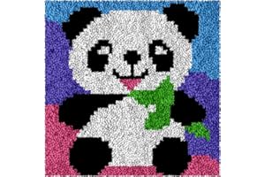DL-YTG Latch Hook Kits Rug Panda Crochet Yarn Cushion Colour Pre-Printed Canvas Cover Rug Needlework DIY Hook and Latch Kit Christmas Home Decoration 30x30cm/12 X12inch