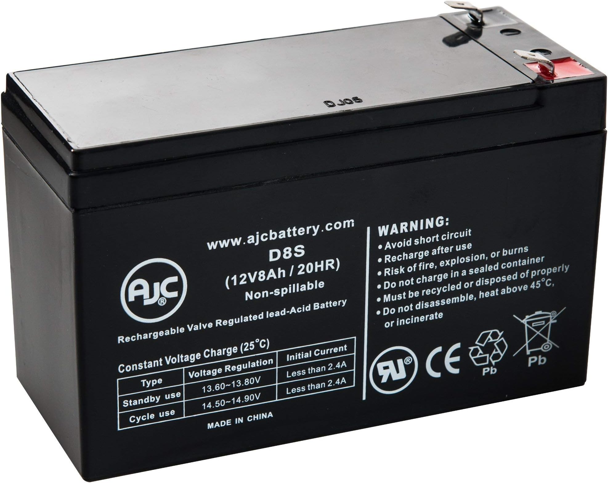 AJCBattery Compatible with Ritar RT1275 12V 8Ah UPS Battery