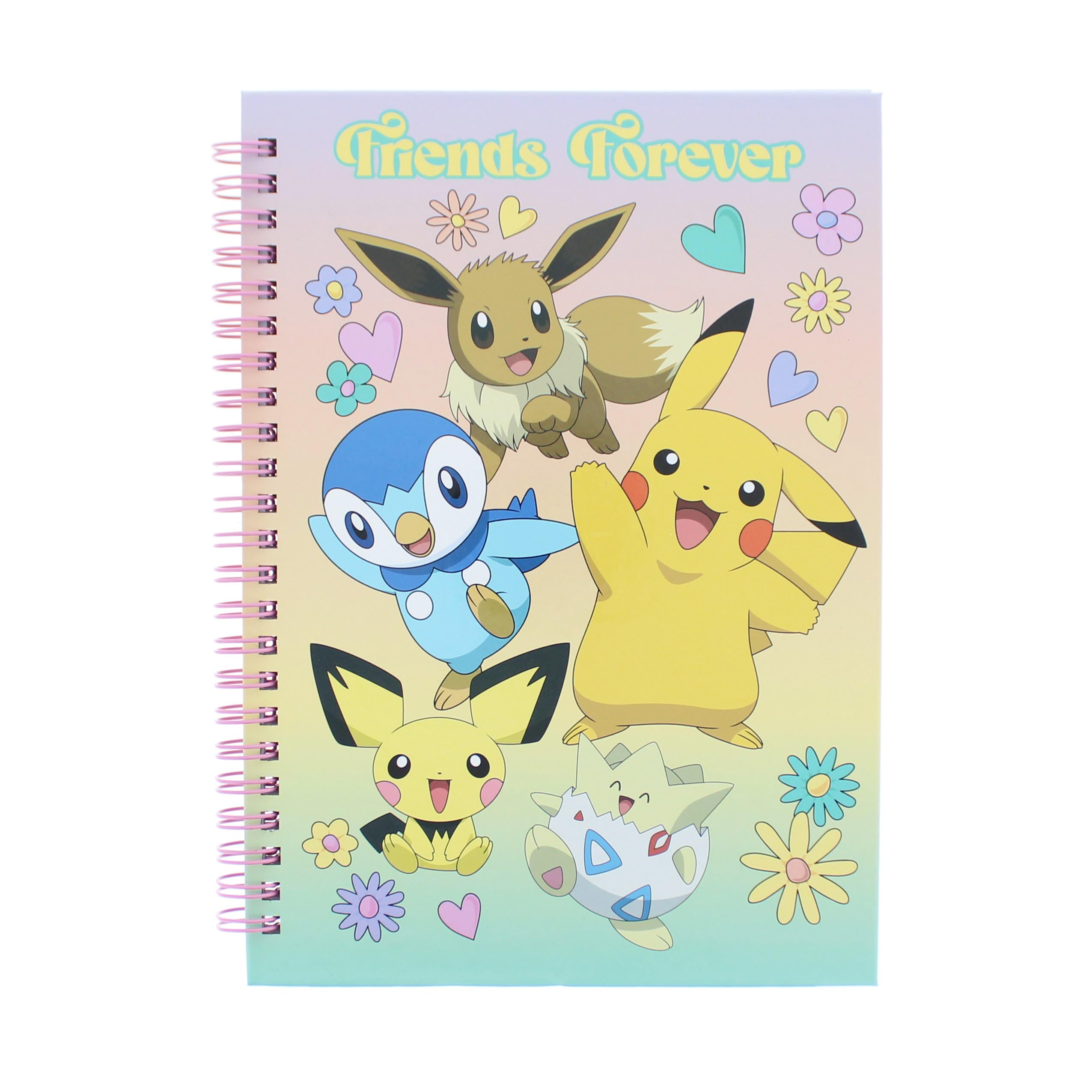 Blueprint Collections Pokemon A5 Notebook | Pikachu & Eevee Cover | 80 Lined Pages | Cute Spiral Note Book for Kids | Pokémon Gifts