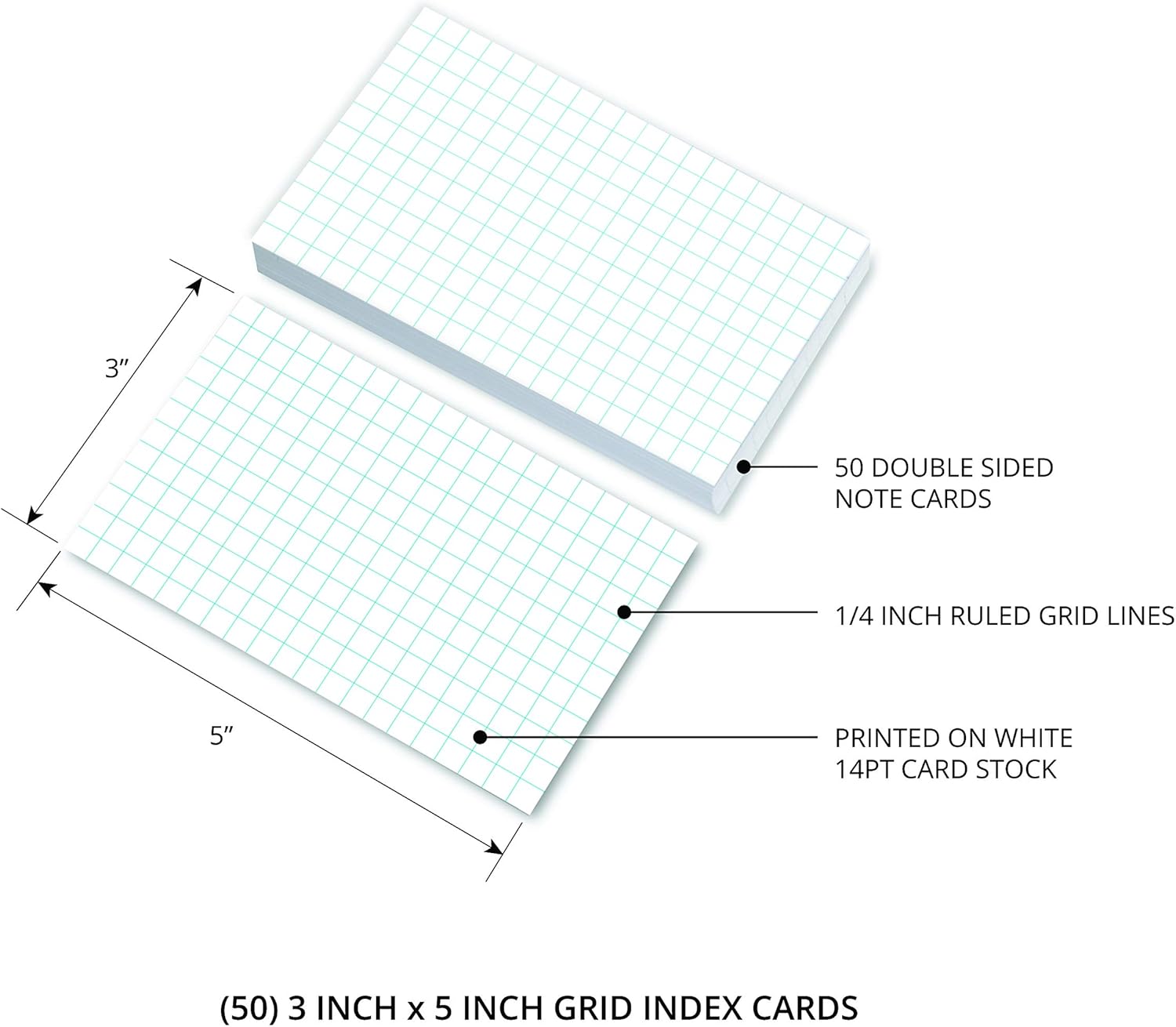 Home Advantage Double Sided Grid Index Cards, Graph Ruled (3-x-5-inch) : Office Products
