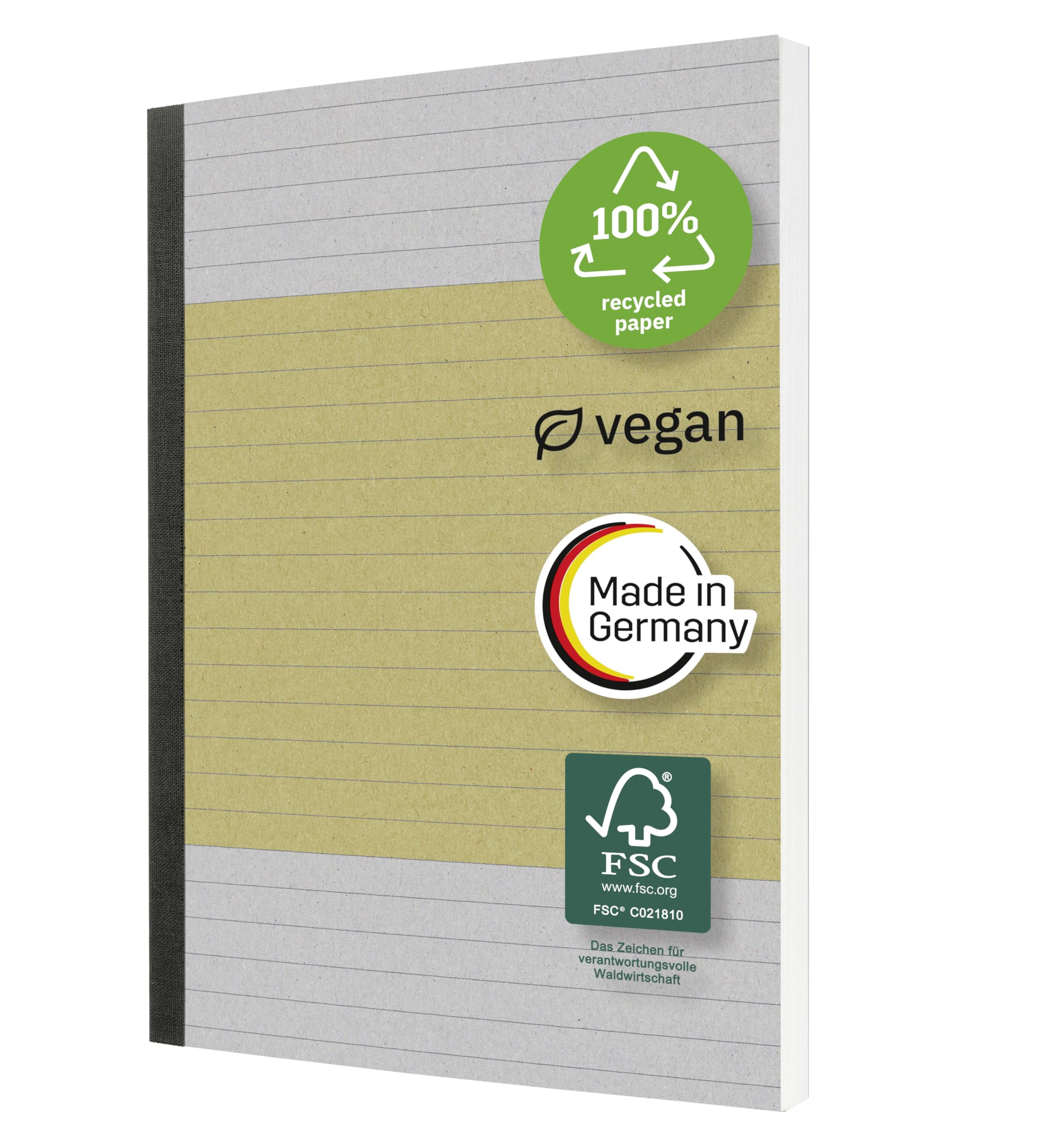 SIGEL SN100 Notebook, Lined, 80 g/m², Approx. A5, Yellow, softcover, 200 Pages, Sustainable
