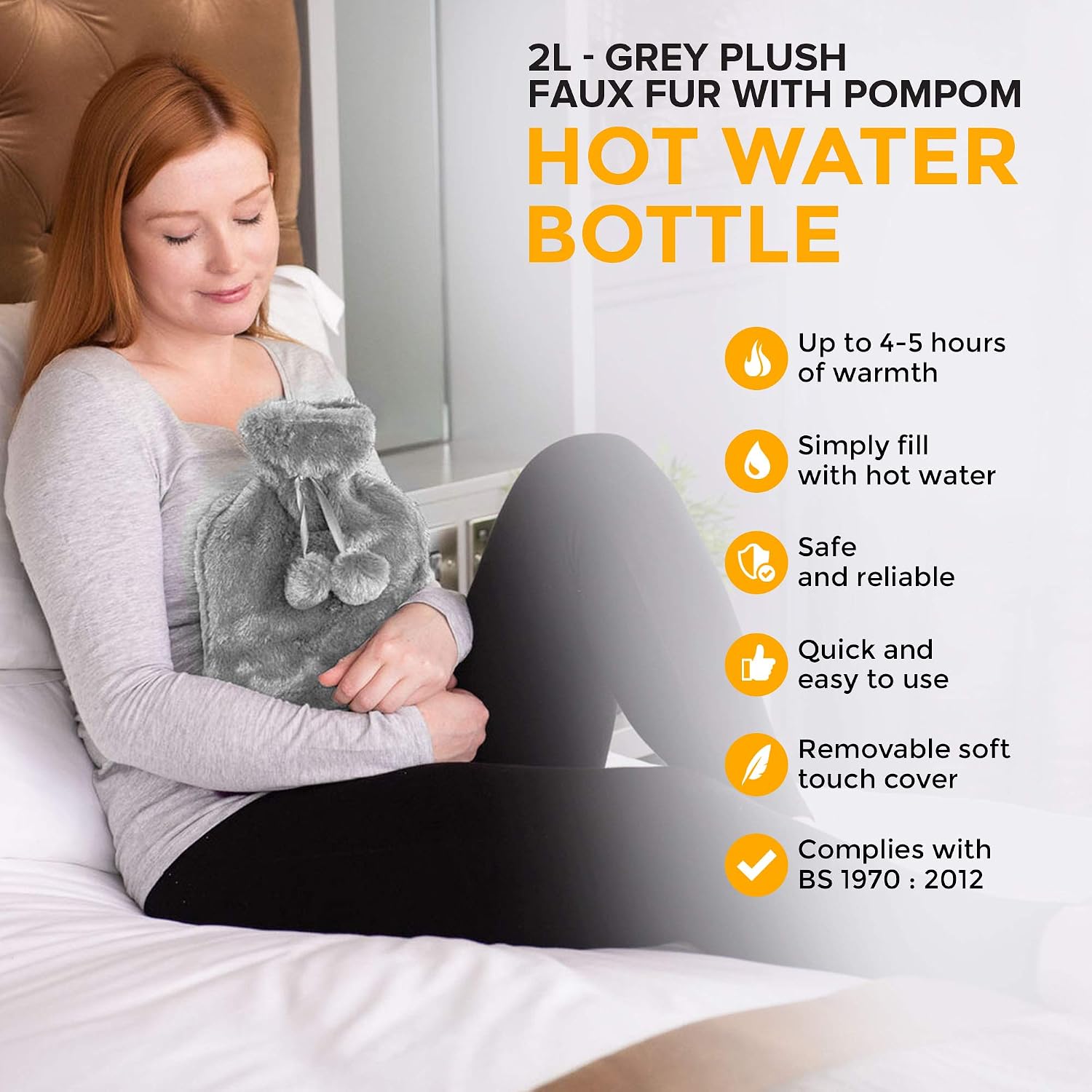 LIVIVO 2L Hot Water Bottle with Cover UK, Large Thermoplastic Hot Water Bottles for Adults Winter Warmth & Stress Relief - Image 3