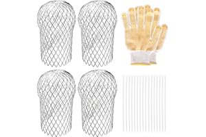 Sankoly 4 Pack Downspouts Gutter Guard Aluminum Filter Strainer Expandable Gutter Downspout Guards Gutter Downspout Protectors for Preventing Blockage from Leaves, Debris