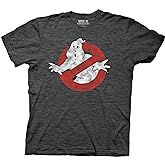 Ripple Junction Ghostbusters Men's Short Sleeve T-Shirt Classic Distressed No Ghost Movie Logo Officially Licensed