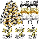 Atonofun New Years Eve Party Supplies 2026, 24 Pcs New Year Glasses Headband Tiara Leis 2026 New Year Party Eve Decorations for Kids Adults