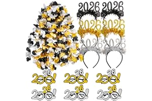 Atonofun New Years Eve Party Supplies 2026, 24 Pcs New Year Glasses Headband Tiara Leis 2026 New Year Party Eve Decorations for Kids Adults