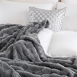 Linecooo Grey Fleece Throw Blanket 60”×80” for