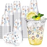 Uiifan 50 Pcs Blue Dog Paw Plastic Cups Paw Print Birthday Party Supplies 12 oz Disposable Plastic Puppy Cups Cartoon Blue Orange Party Decorations for Patter Hot Cold Drinking Ice Coffee