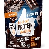 FlavCity All-in-One Protein Smoothie Powder, Chocolate, 20 Servings | 20g Protein, 10g Collagen, Functional Mushrooms, 100% Grass-Fed Whey, Supports Focus, Skin, Hair, and Joints