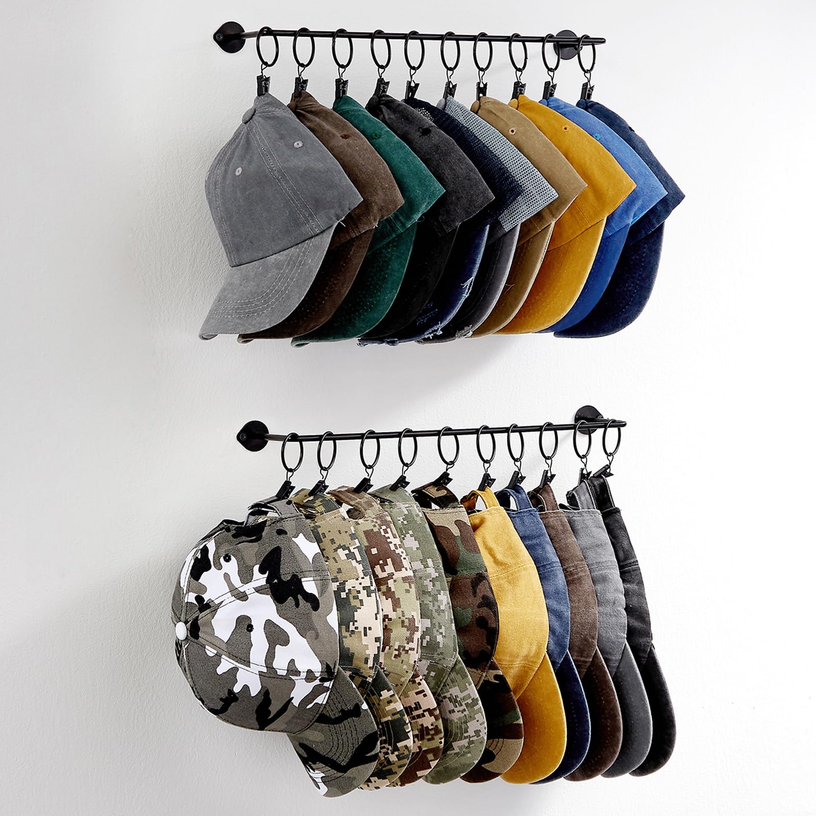 Photo 1 of **INCOMPLETE** Viklluyr Hat Rack for Baseball Cap Hat Storage with 20 Hooks - Modern Metal Hat Organizer Wall Mounted Caps Hanger Set of 2 for Closet Door Bedroom Entryway Laundry