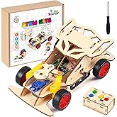KizFav STEM Kits for Kids Ages 8-12, DIY RC Car Building Kit with Wooden 3D Puzzles, Remote Control Model Car Toys, Science E