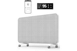 MANASTIN Convection Panel Space Heater Indoor Use, Large Room Electric Heater with Wifi App Control, Smart Mica Infrared Heater with Programmable Thermostat, Wall Mount or Standing, Quiet & Eco, 1500W, 33 Inch