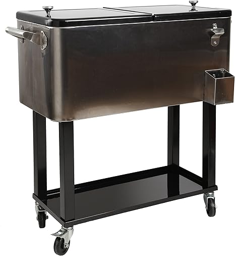 Hio 80 Qt enfriador de al aire libre Patio mesa sobre ruedas, Rolling