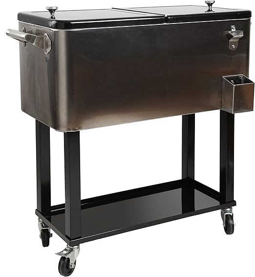 Hio 80 Qt enfriador de al aire libre Patio mesa sobre ruedas, Rolling