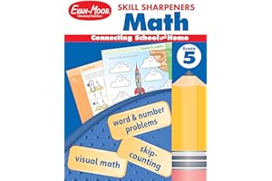 Evan-Moor Skill Sharpeners Math Workbook, Grade 5, Multiplication, Division, Test Prep, Number Sequencing, Geometry, Measurem