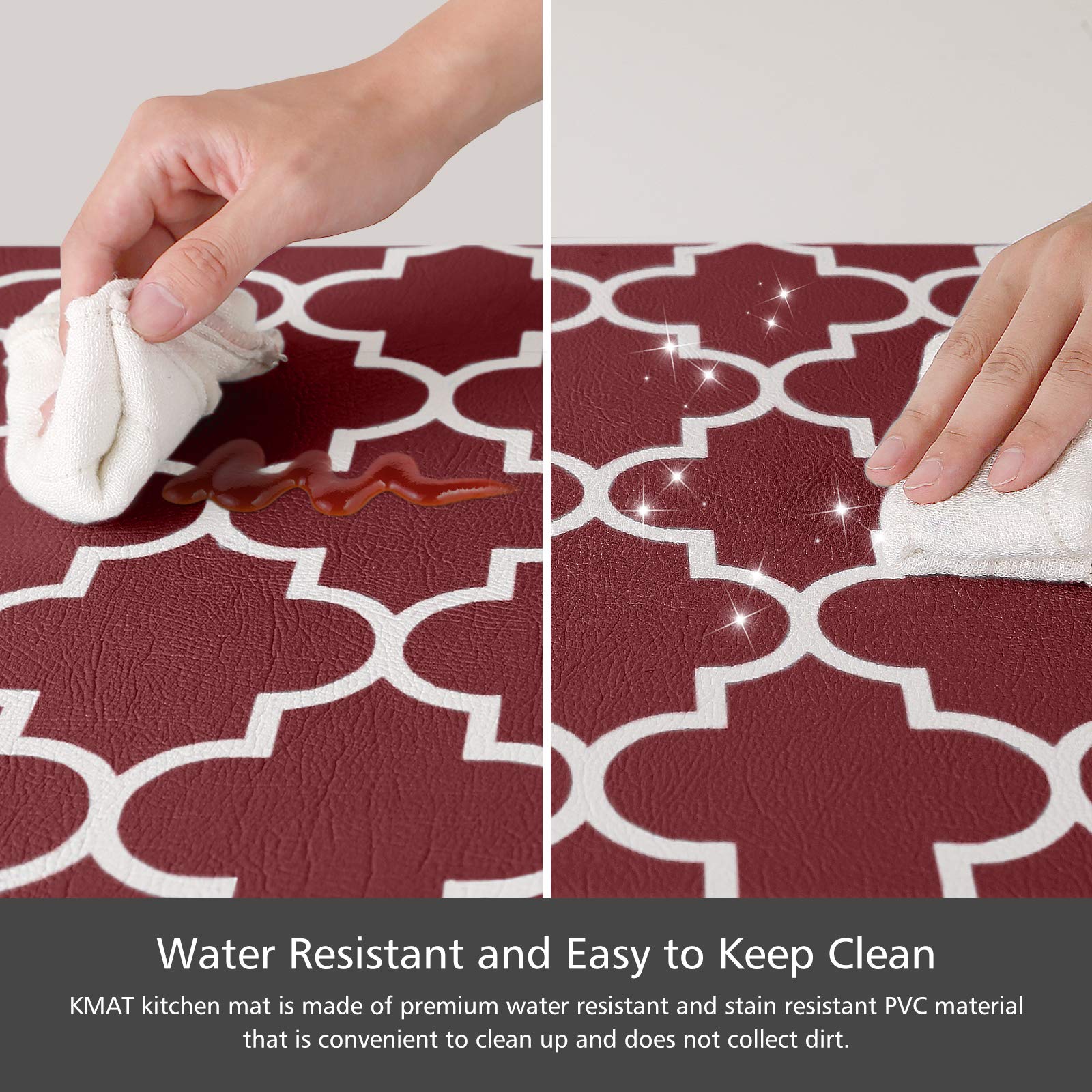 KMAT Kitchen Mat 2 Pack Cushion Anti-Fatigue Kitchen Rug Waterproof Anti-Slip Kitchen Mat Rug Heavy Duty PVC Ergonomic Comfort Standing Foam Mat for Kitchen Floor Home Office Sink Washing